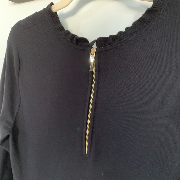 Kate Spade Knit Pointelle Dress Ruffle Neck Sleeves Fit & Flare Drop Waist - Picture 6 of 9